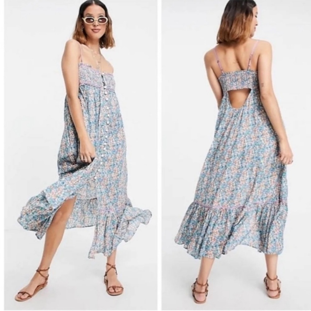 ▶️ Free People ◀️ Molly Jo Midi Dress in Blossom Combo - Picture 3 of 16